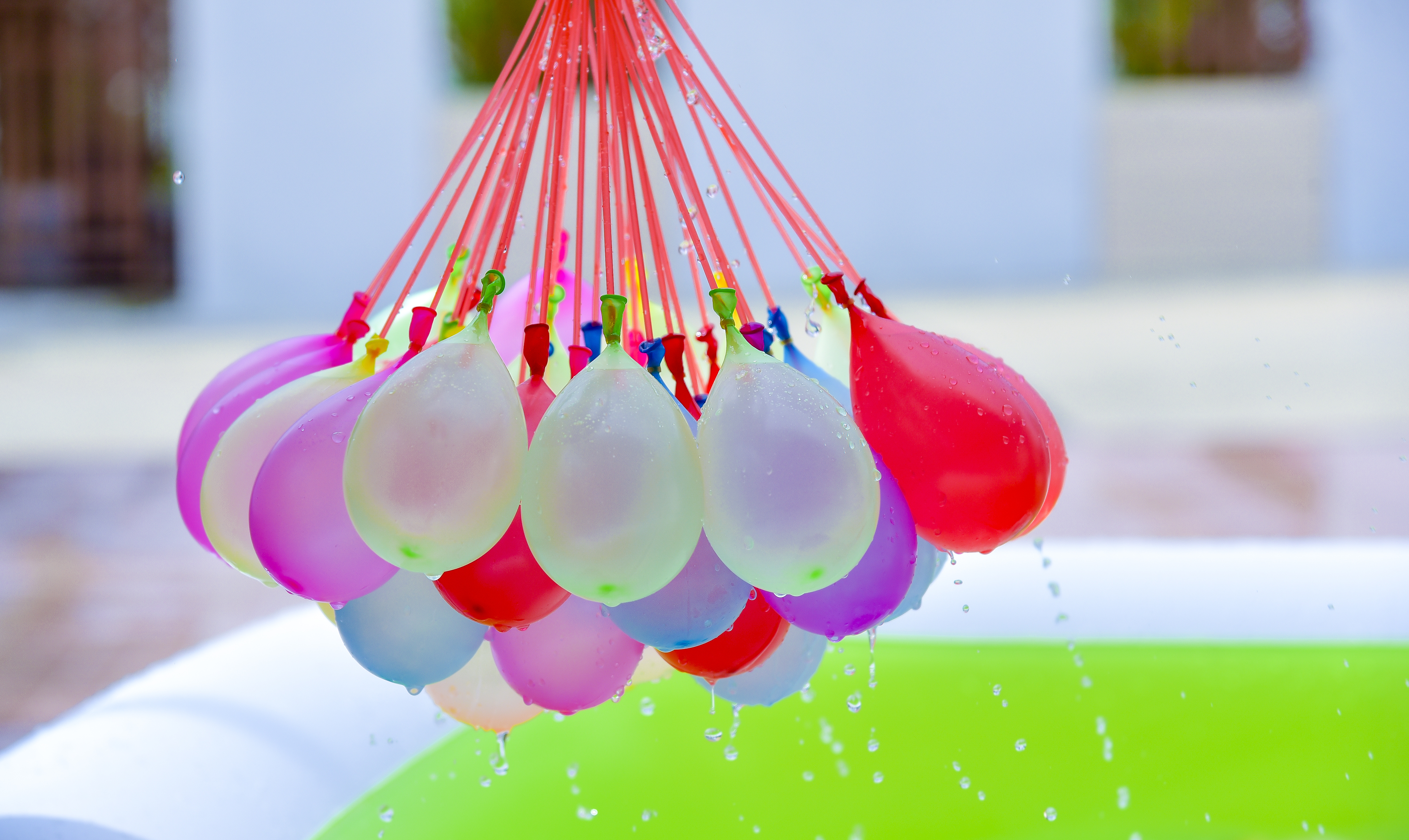 multiple water balloons filled with water