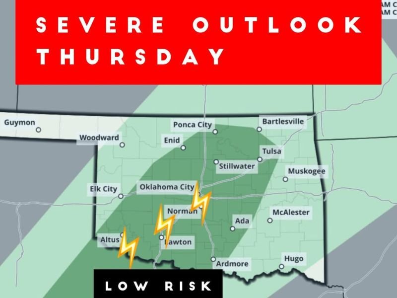 Oklahoma Faces Early-Morning Severe Storm Risk Thursday With Gusty Winds and Small Hail Possible