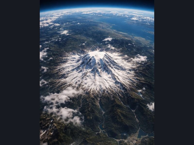 Washington’s Mount Rainier Towers Over the Pacific Northwest in Rare ISS View Showing Its Immense Scale From Space